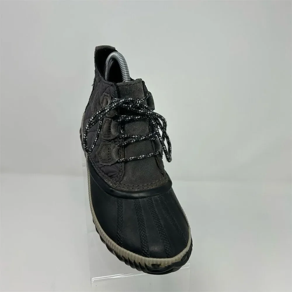 Sorel Out N About Women's Black Gray Waterproof Comfort Duck Boots Size 6.5